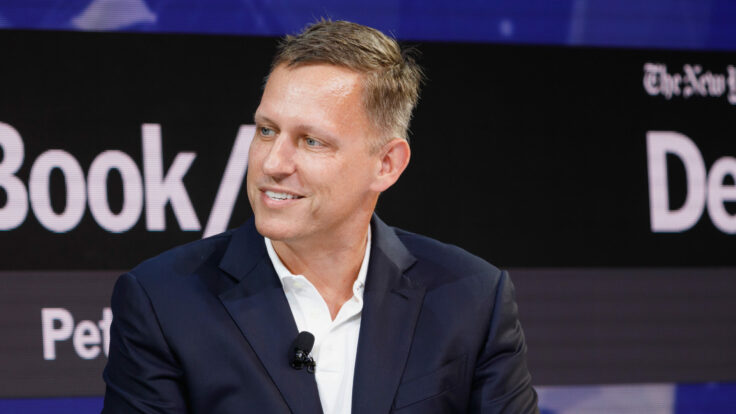 Peter Thiel at a 2018 New York Times Dealbook event.