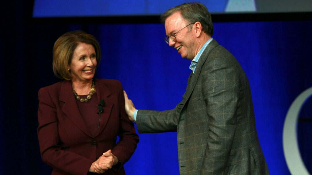 Nancy Pelosi and Eric Schmidt