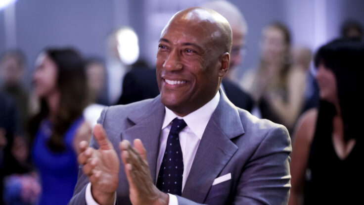 Byron Allen watches Smokey Robinson perform as he was honored with the 2023 UCLA Neurosurgery Visionary Award at The Beverly Hilton on October 11, 2023, in Beverly Hills, California.