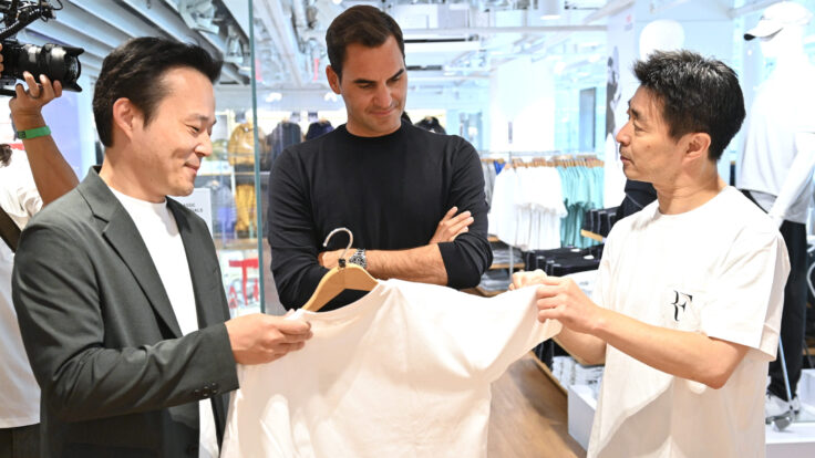Daisuke Tsukagoshi, Roger Federer, and Masahiko Nakasuji