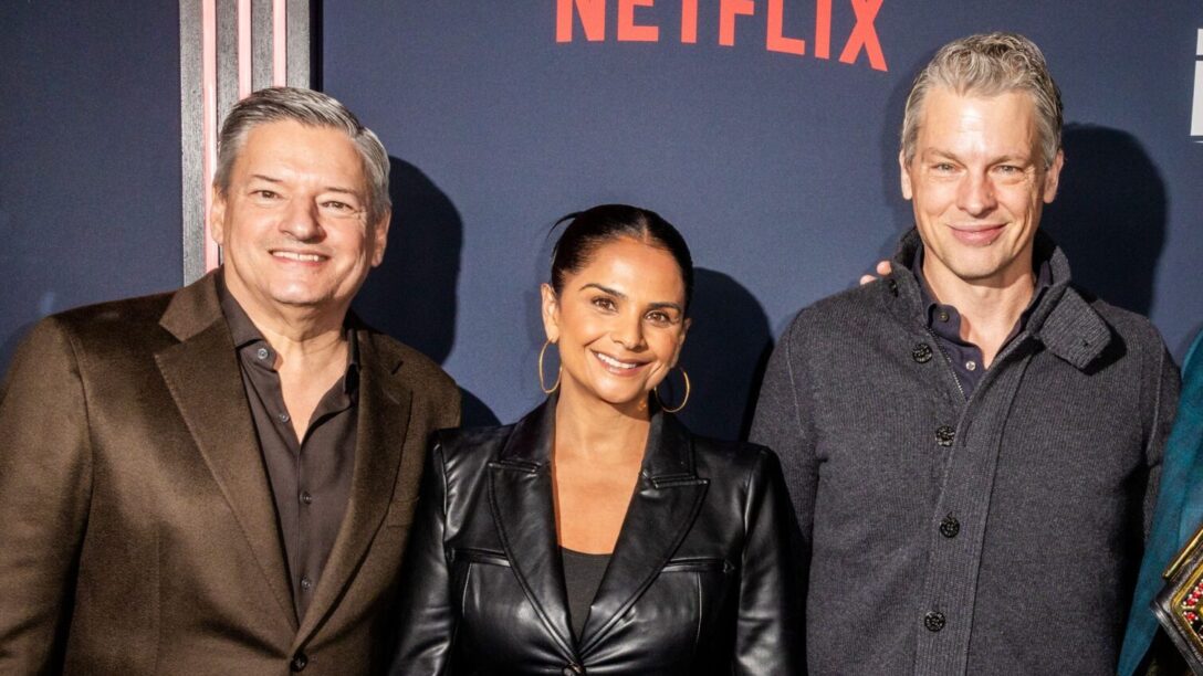 Ted Sarandos, Greg Peters, Bela Bajaria Netflix