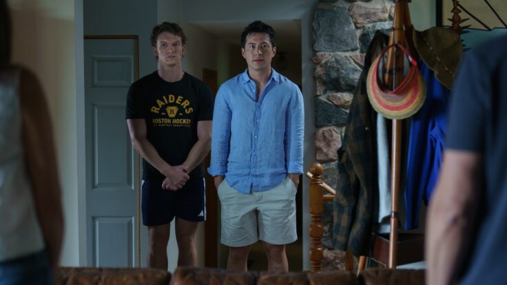 Heated Rivalry Connor Storrie as Ilya Rozanov and Hudson Williams as Shane Hollander